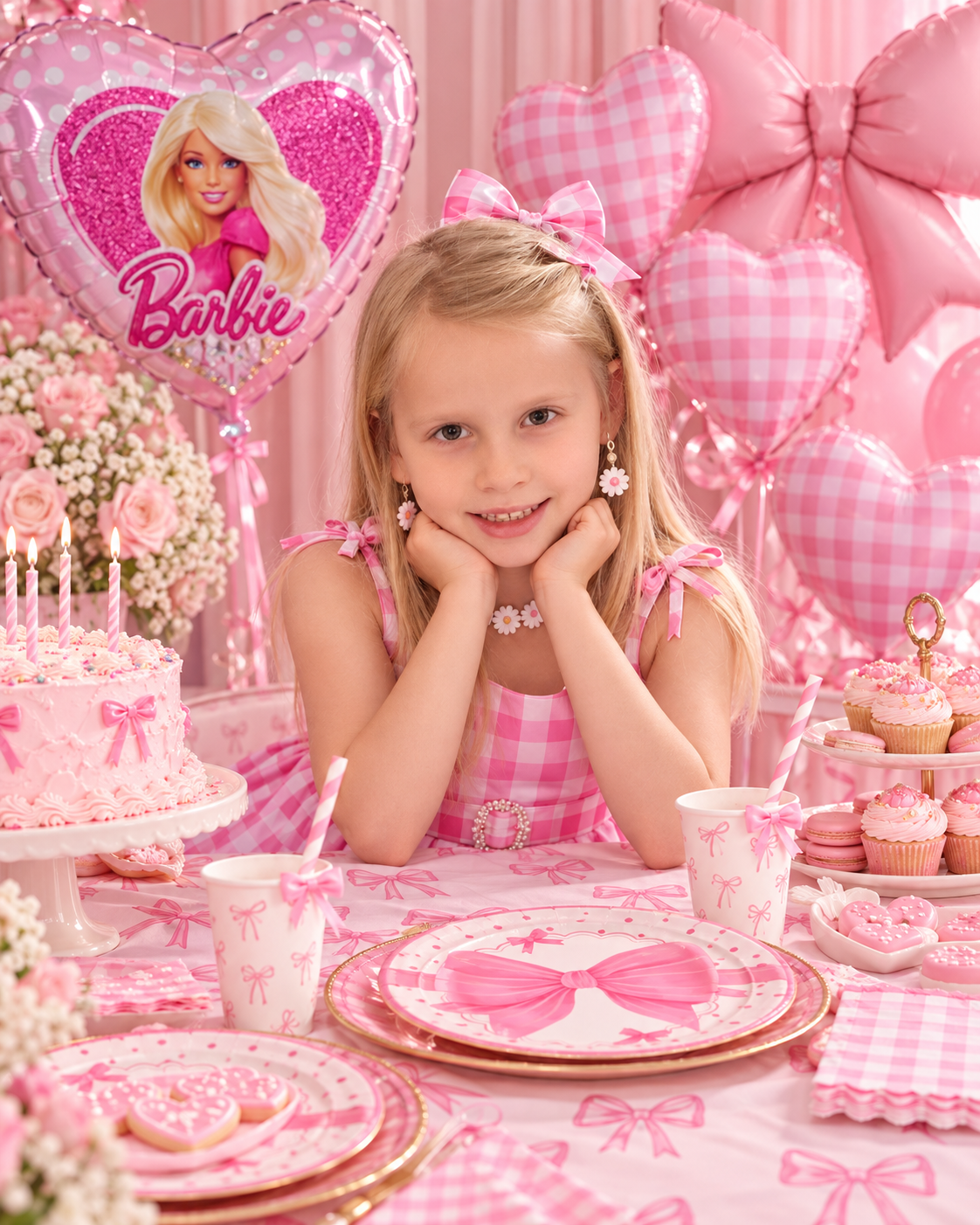 Lina lors de sa fête d’anniversaire rose